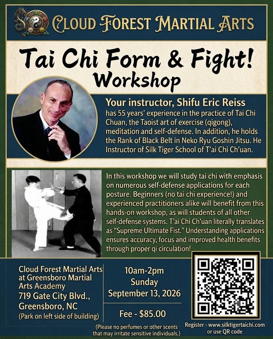 Tai Chi Form and Fight seminar flyer - Sunday Sep 13